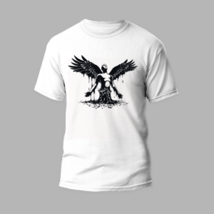 white round neck t-shirt with wings
