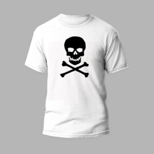 danger skull white round neck t-shirt good quality